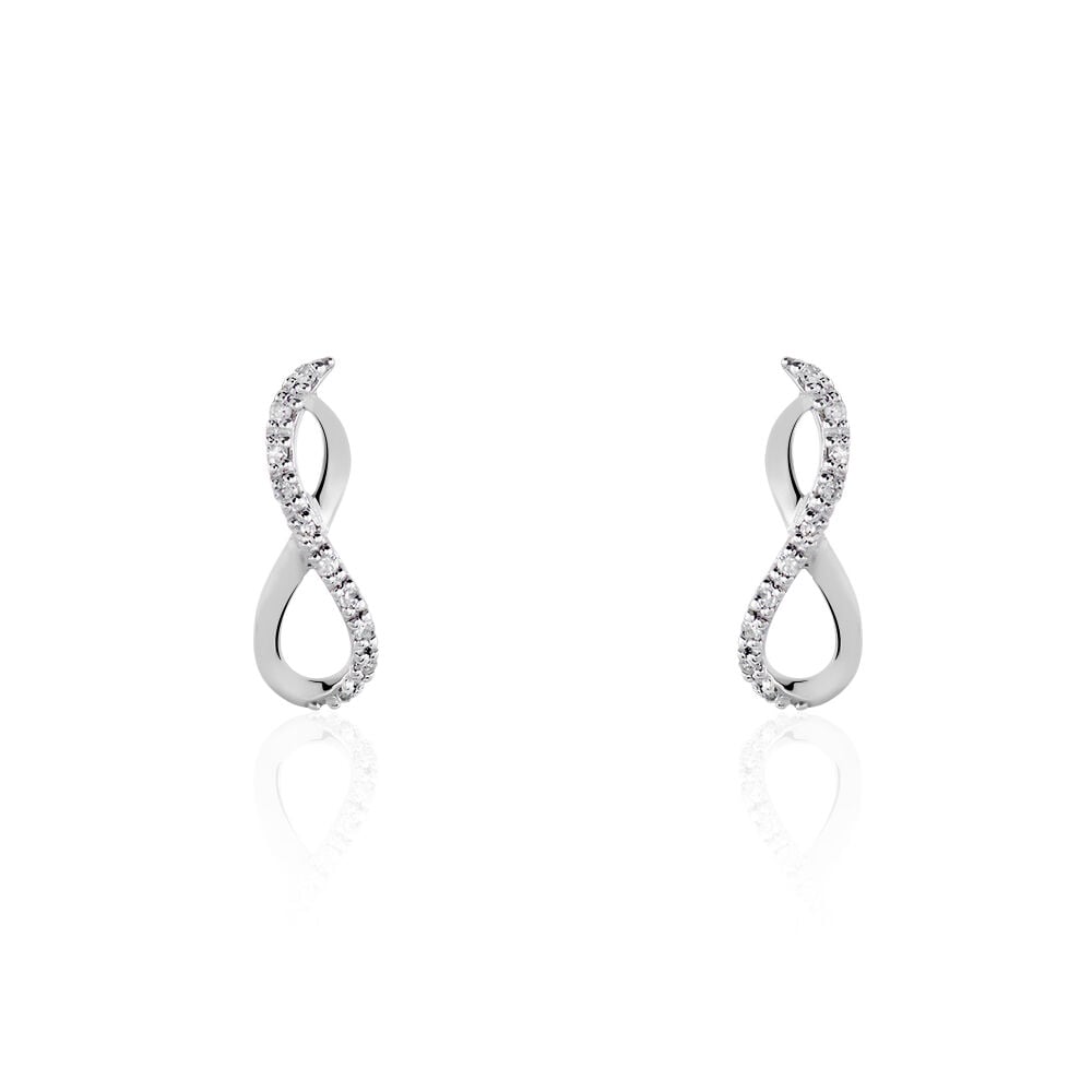 Boucles D'oreilles Puces Samy Or Blanc Diamant - Puces Femme | Marc Orian