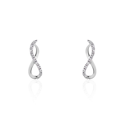 Boucles D'oreilles Puces Samy Or Blanc Diamant - Puces Femme | Marc Orian