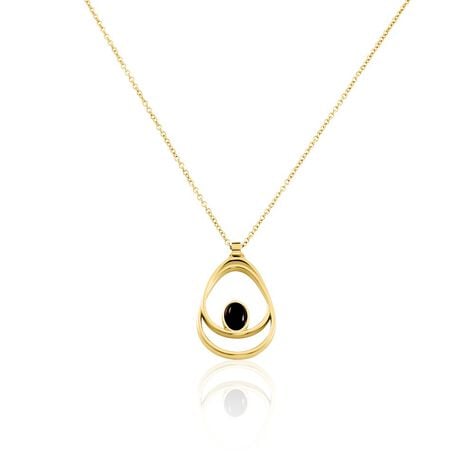 Collier Sautoir Acier Dor&eacute; Ruben Agate - Colliers avec pierres Femme | Marc Orian