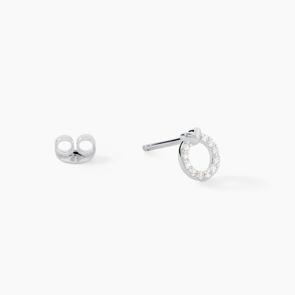 Boucles D'Oreilles Puces Aberte Argent Blanc Oxyde De Zirconium - Puces Femme | Marc Orian