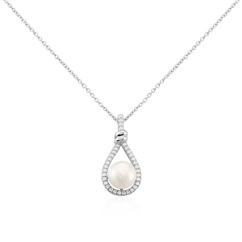Collier Ghyslene Argent Blanc Perle De Culture Et Oxyde De Zirconium - Colliers avec pierres Femme | Marc Orian