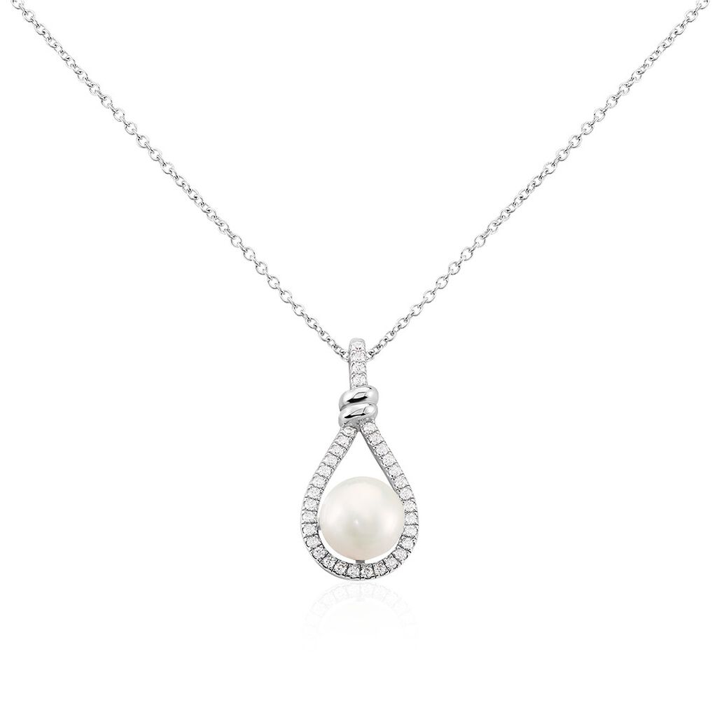 Collier Ghyslene Argent Blanc Perle De Culture Et Oxyde De Zirconium - Colliers avec pierres Femme | Marc Orian