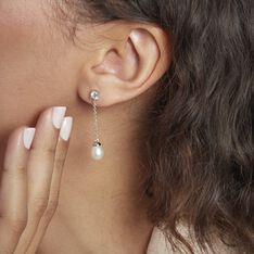 Boucles D'oreilles Pendantes Andony Argent Rhodié Perles - Boucles d'oreilles Pendantes Femme | Marc Orian