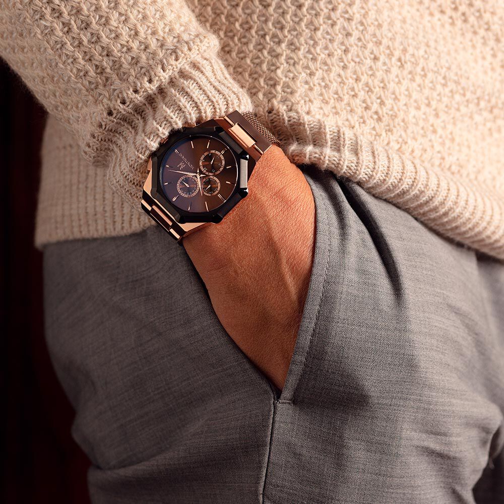 Montre Montignac Octongon Multifonction Marron - Montres étanches Homme | Marc Orian