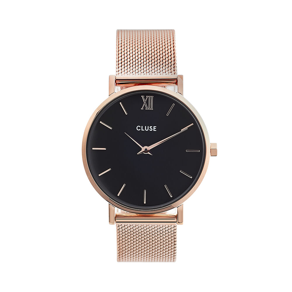 Montre or store et noir femme
