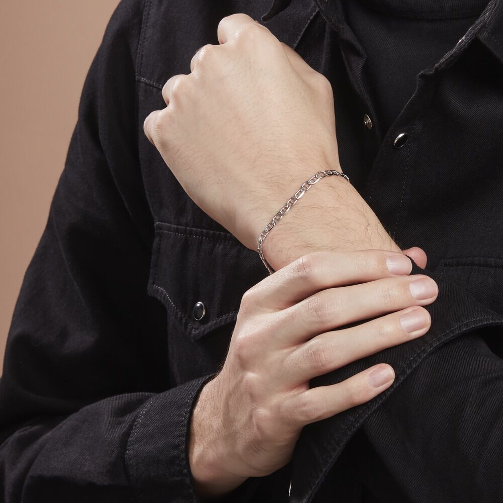 Bracelet Piato Argent Blanc - Bracelets mailles Homme | Marc Orian