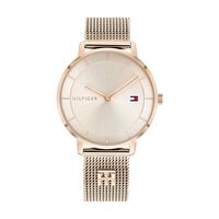 cadran doré rose fond beige bracelet acier doré rose