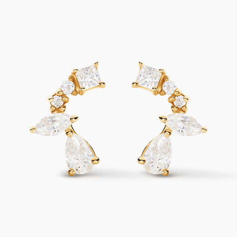 Boucles D'oreilles Puces Tyr Or Jaune Oxyde De Zirconium - Puces Femme | Marc Orian