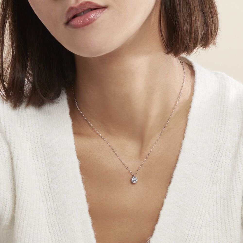 Collier Jaclyn Argent Blanc Oxyde De Zirconium - Colliers solitaires Femme | Marc Orian