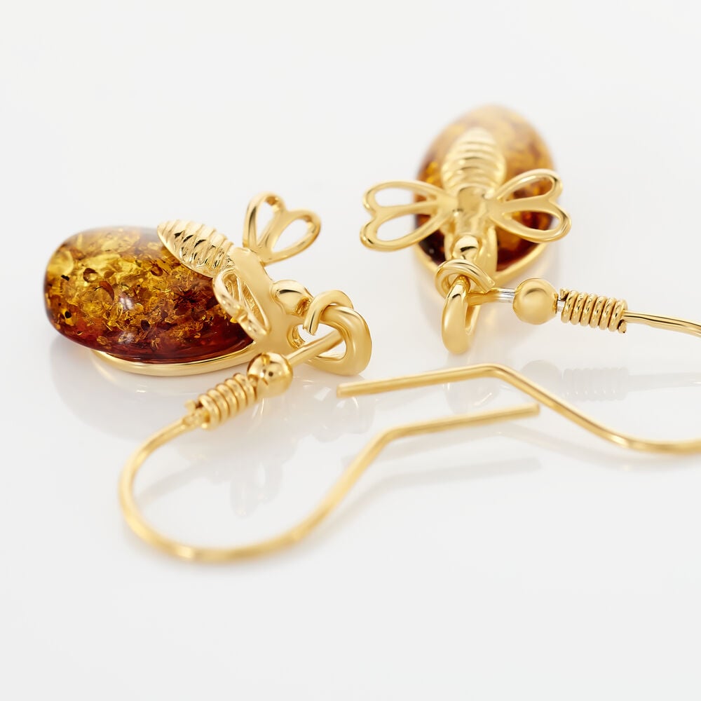 Boucles D'oreilles Pendantes Lyla Argent Jaune Ambre - Pendantes Femme | Marc Orian