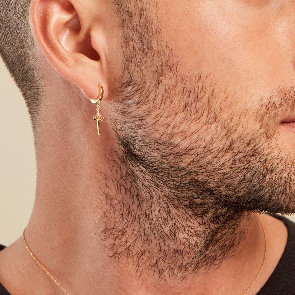 Créole Unitaire Harvey Plaqué Or Jaune - Piercings d'oreilles Homme | Marc Orian