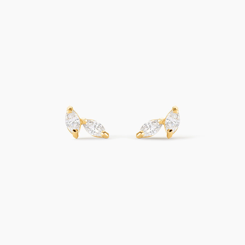 Boucles D'oreilles Puces Mix And Match Or Jaune Oxyde De Zirconium - Puces Femme | Marc Orian