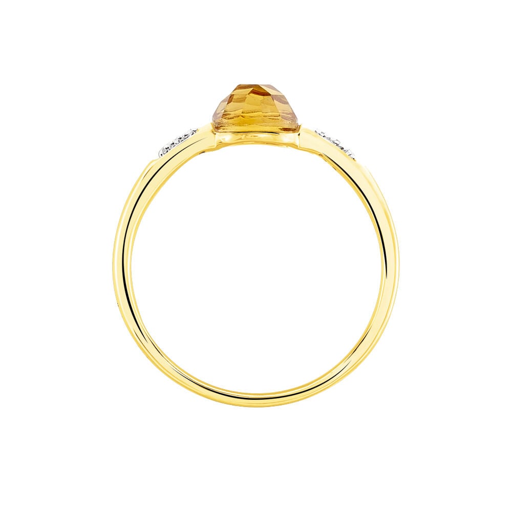 Bague Bonbon Or Jaune Citrine Et Oxyde De Zirconium - Bagues pierres fines Femme | Marc Orian