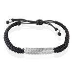 Bracelet Phebus Him Acier Blanc Cordon Noir - Bracelets cordons Homme | Marc Orian