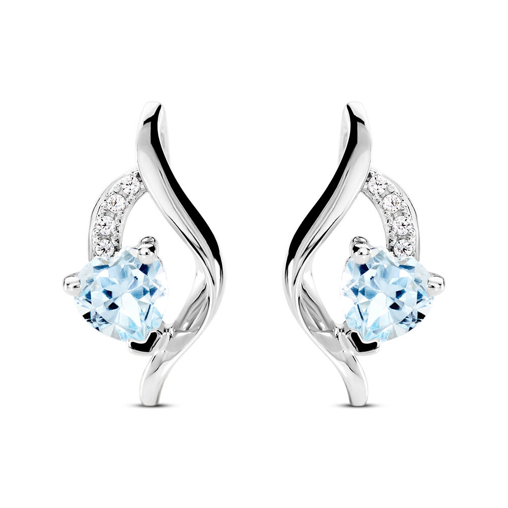 Boucles D'oreilles Puces Silucia Or Blanc Topaze Oxyde De Zirconium - Puces Femme | Marc Orian