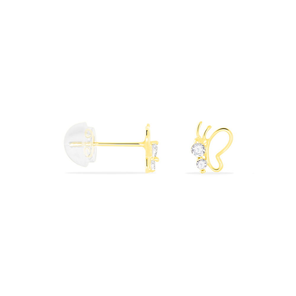 Boucles D'oreilles Puces Evaelle Papillon Or Jaune Oxyde De Zirconium - Puces Femme | Marc Orian