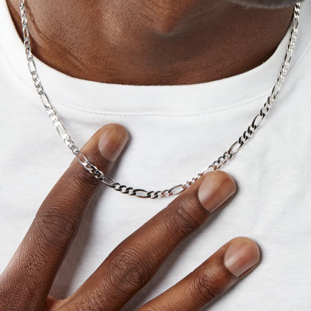 Chaîne Vivian Maille Alternee 1/3 Argent Blanc - Chaines Homme | Marc Orian