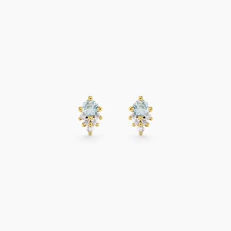 Boucles D'Oreilles Puces Poem Argent Jaune Topaze Oxyde De Zirconium - Puces Femme | Marc Orian