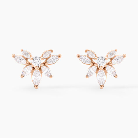 Boucles D'oreilles Puces Davena Argent Rose Oxyde De Zirconium - Puces Femme | Marc Orian