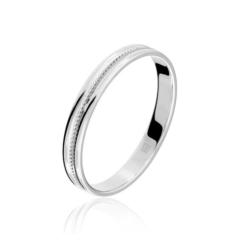Alliance Perlee Ruban Plat Or Blanc - Alliances duo Famille | Marc Orian