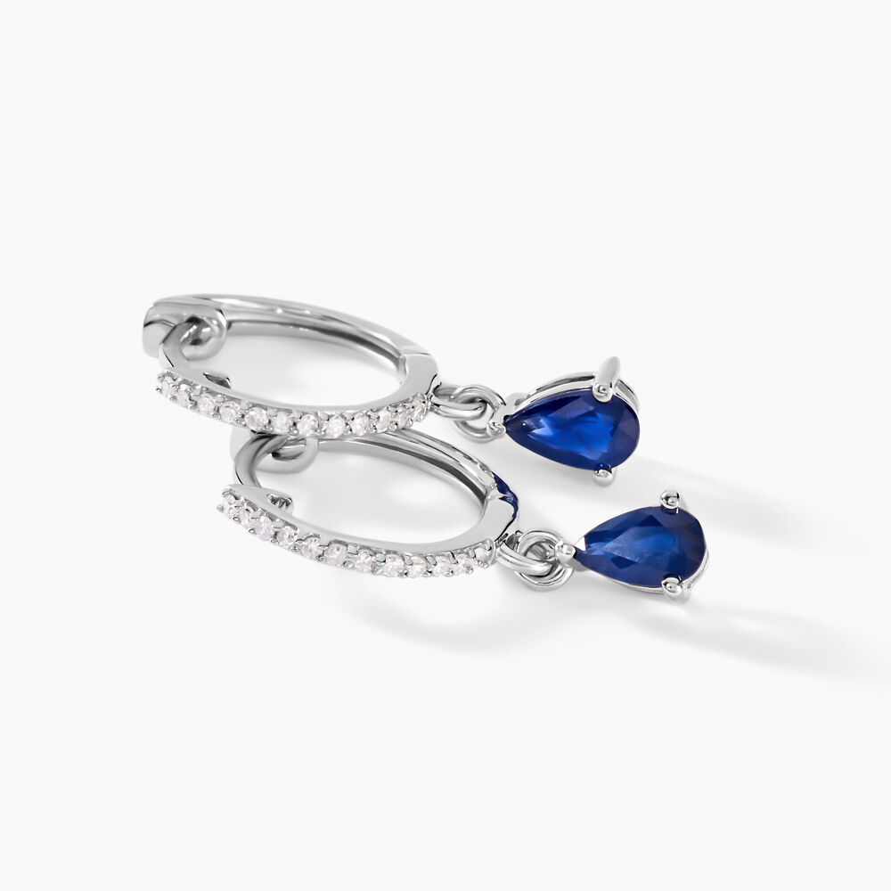 Créoles Or Blanc  Saphir Et Diamants -  Femme | Marc Orian