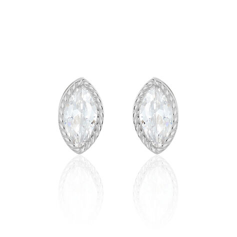 Boucles D'oreilles Puces Hermance Argent Blanc Oxyde De Zirconium - Puces Femme | Marc Orian