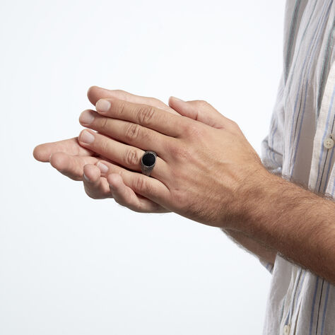 Bague Argent Blanc Tom Email Noir - Bagues Homme | Marc Orian