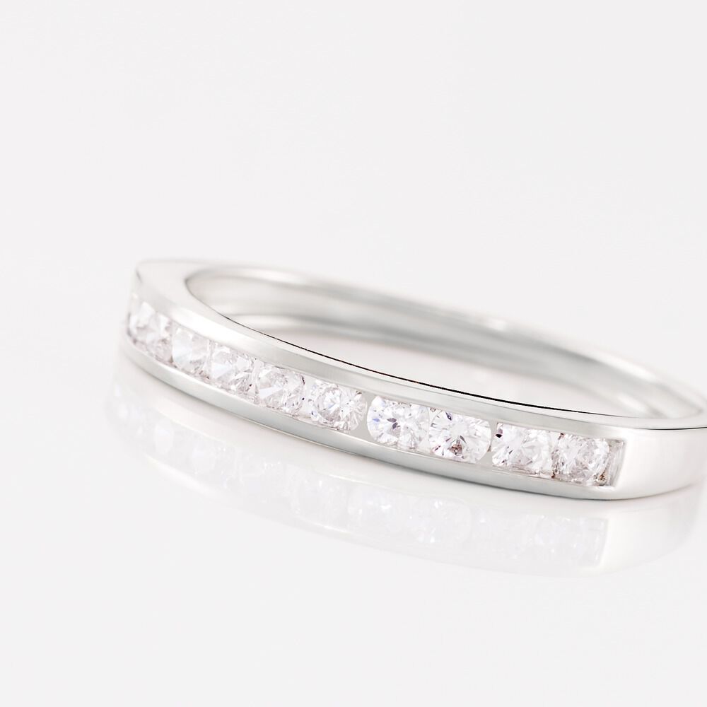 Demi Alliance Davila Or Blanc Oxyde - Alliances avec pierres Femme | Marc Orian