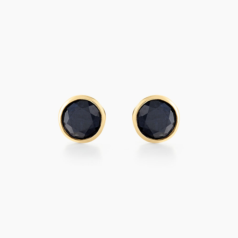 Boucles D'oreilles Puces Edy Serti Clos Or Jaune Saphir - Puces Femme | Marc Orian