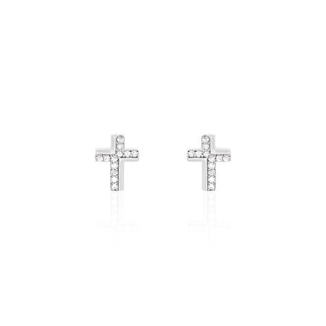 Boucles D'oreilles Puces Lola-rose Argent Blanc Oxyde De Zirconium - Puces Femme | Marc Orian