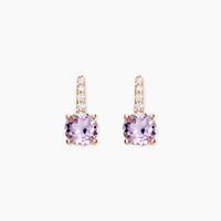 Boucles D'oreilles Puces Monroe Or Rose Quartz Oxyde De Zirconium