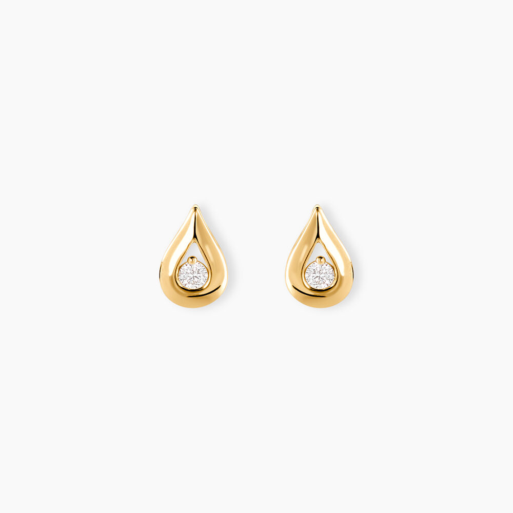 Boucles D'oreilles Puces Purete Or Jaune Diamant - Puces Femme | Marc Orian