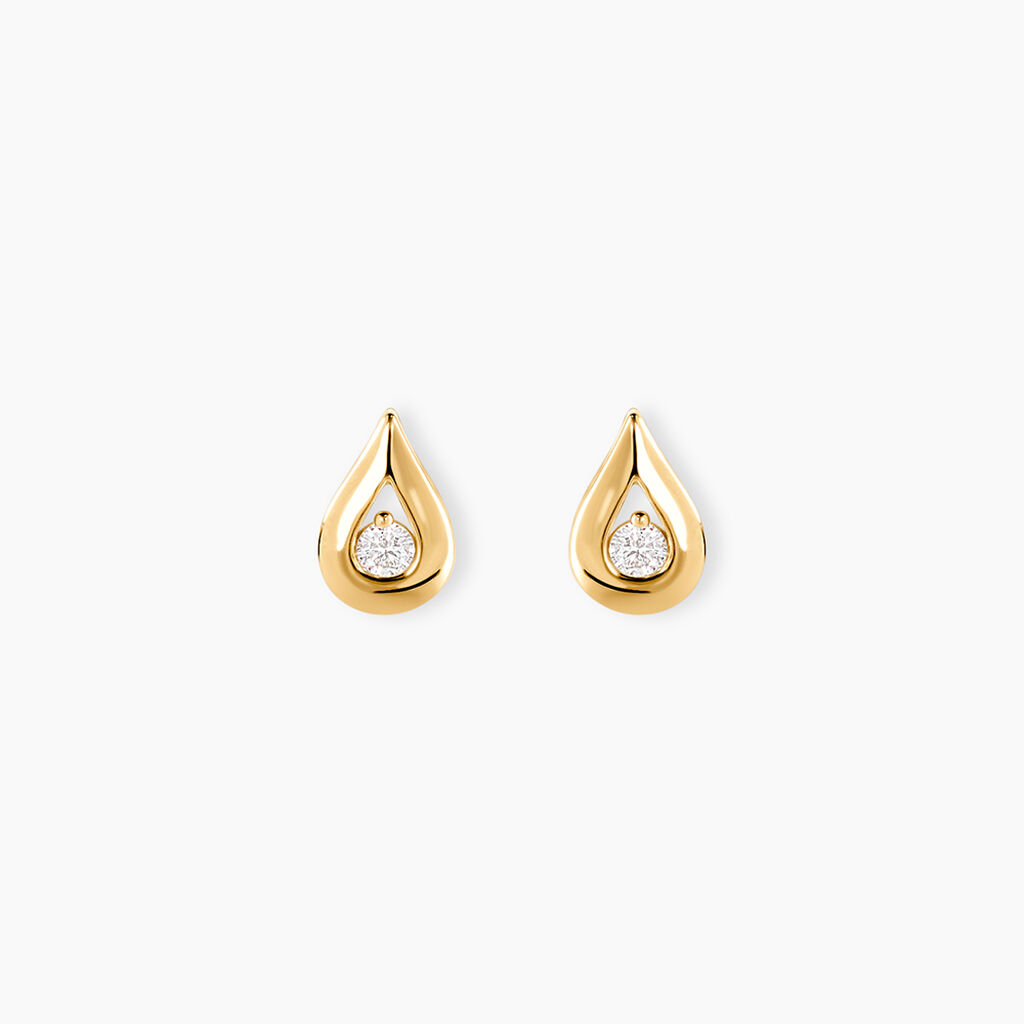 Boucles D'oreilles Puces Purete Or Jaune Diamant - Puces Femme | Marc Orian
