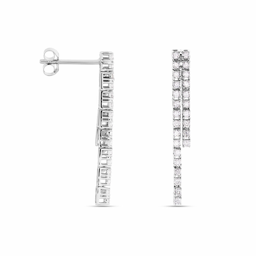 Boucles D'oreilles Pendantes River Or Blanc Diamant -  Femme | Marc Orian