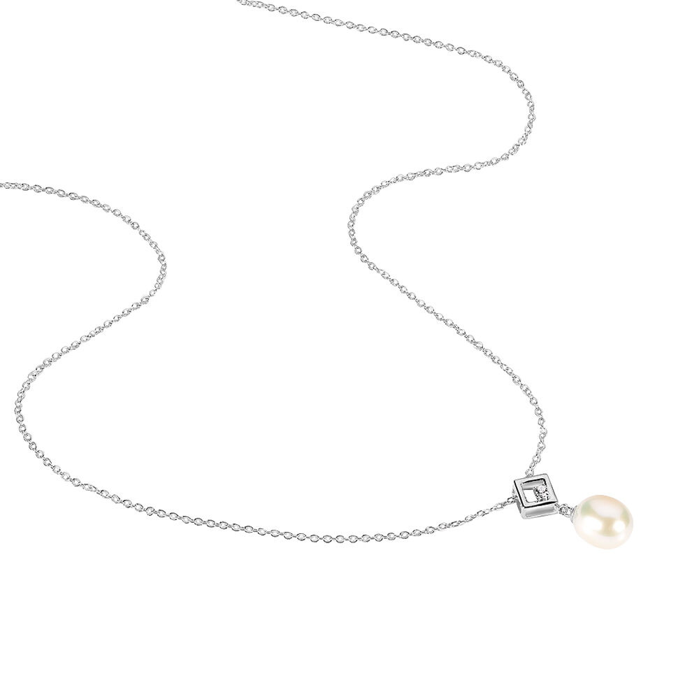 Collier Drusilla Argent Blanc Perle De Culture Et Oxyde De Zirconium - Colliers avec pierres Femme | Marc Orian