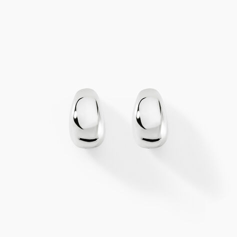 Boucles D'oreilles Puces Curve Argent Blanc - Puces Femme | Marc Orian