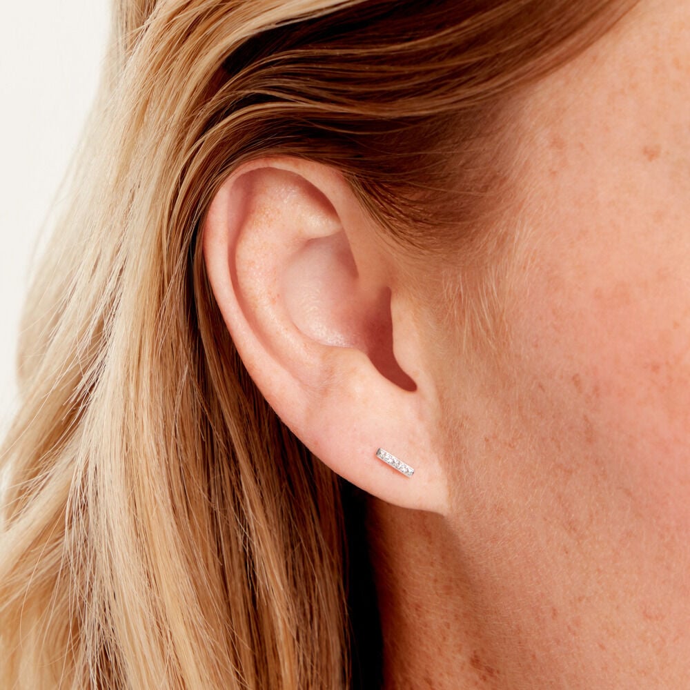 Boucles D'Oreilles Puces Susie Argent Blanc Oxyde De Zirconium - Puces Femme | Marc Orian