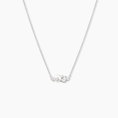 Collier Elea Argent Blanc Perle De Culture Oxyde De Zirconium - Colliers avec pierres Femme | Marc Orian