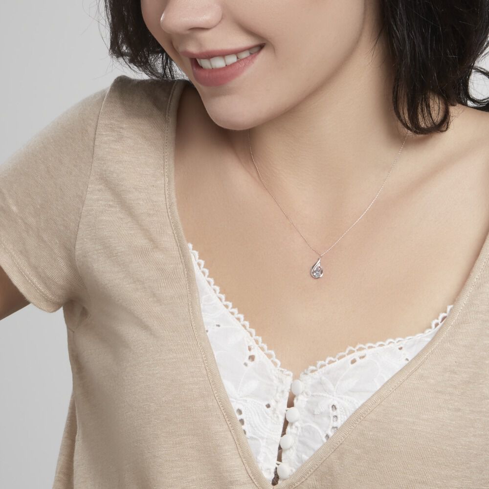 Collier Daen Or Blanc Topaze Oxyde - Colliers avec pierres Femme | Marc Orian