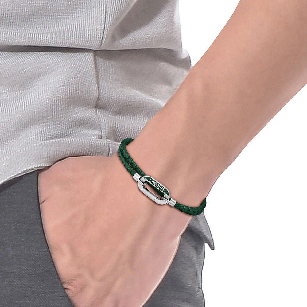 Bracelet Lacoste Starboard Cuir De Veau Vert - Bracelets cuir Homme | Marc Orian