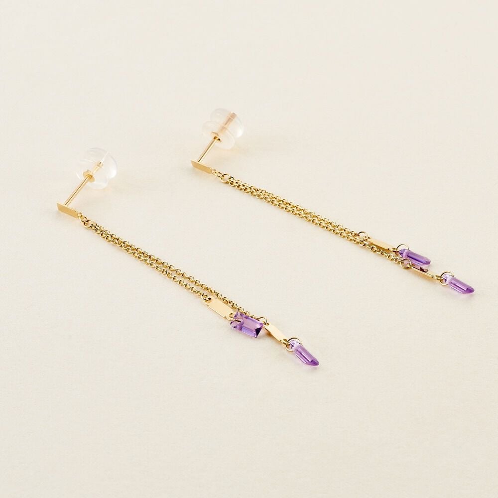 Bijoux D'oreilles Lavender Or Jaune Am&eacute;thyste - Pendantes Femme | Marc Orian