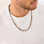 Collier Naturel Acier Argent&eacute; Oeil De Tigre - Colliers avec pierres Homme | Marc Orian