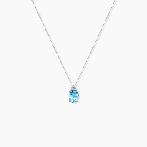 Collier Britney Or Blanc Topaze Et Oxyde De Zirconium - Colliers avec pierres Femme | Marc Orian