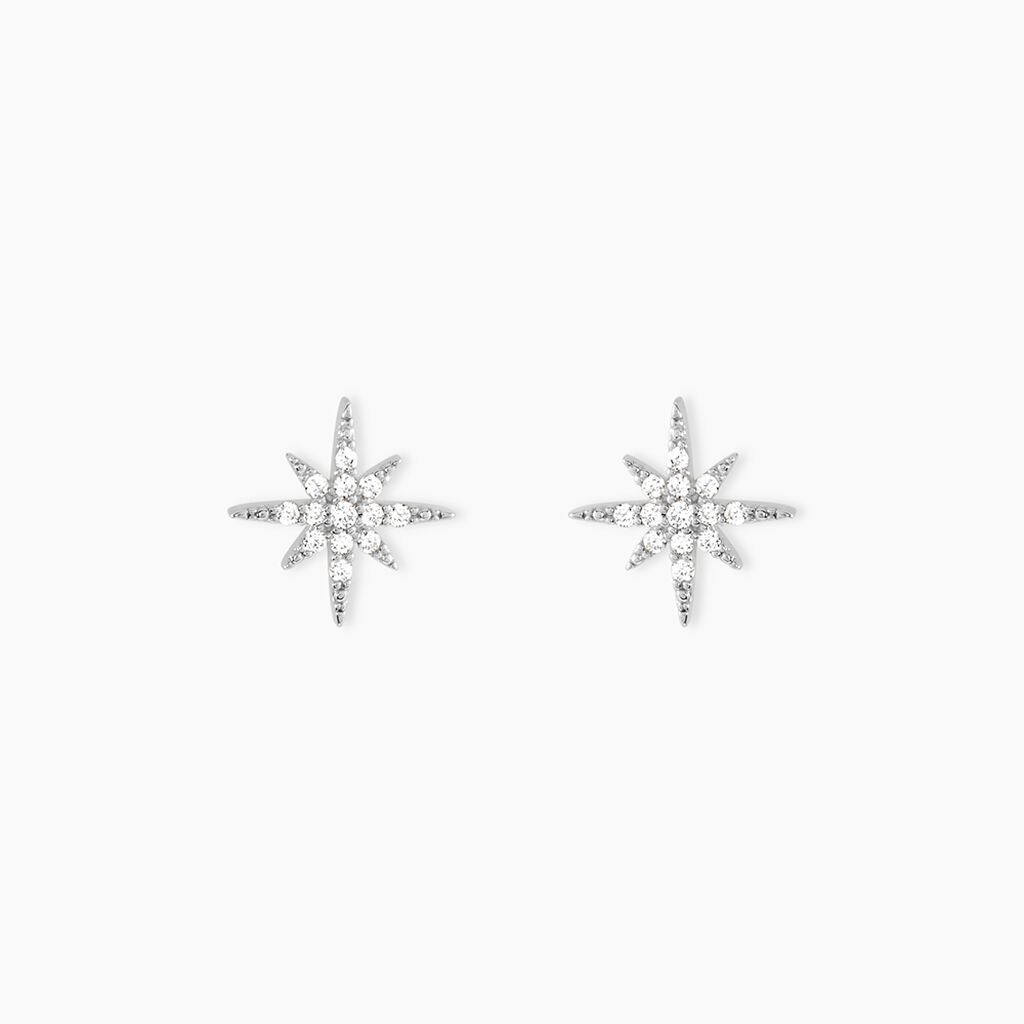 Boucles D'oreilles Puces Lysianne Argent Blanc Oxyde De Zirconium - Puces Femme | Marc Orian