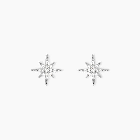 Boucles D'oreilles Puces Lysianne Argent Blanc Oxyde De Zirconium - Puces Femme | Marc Orian