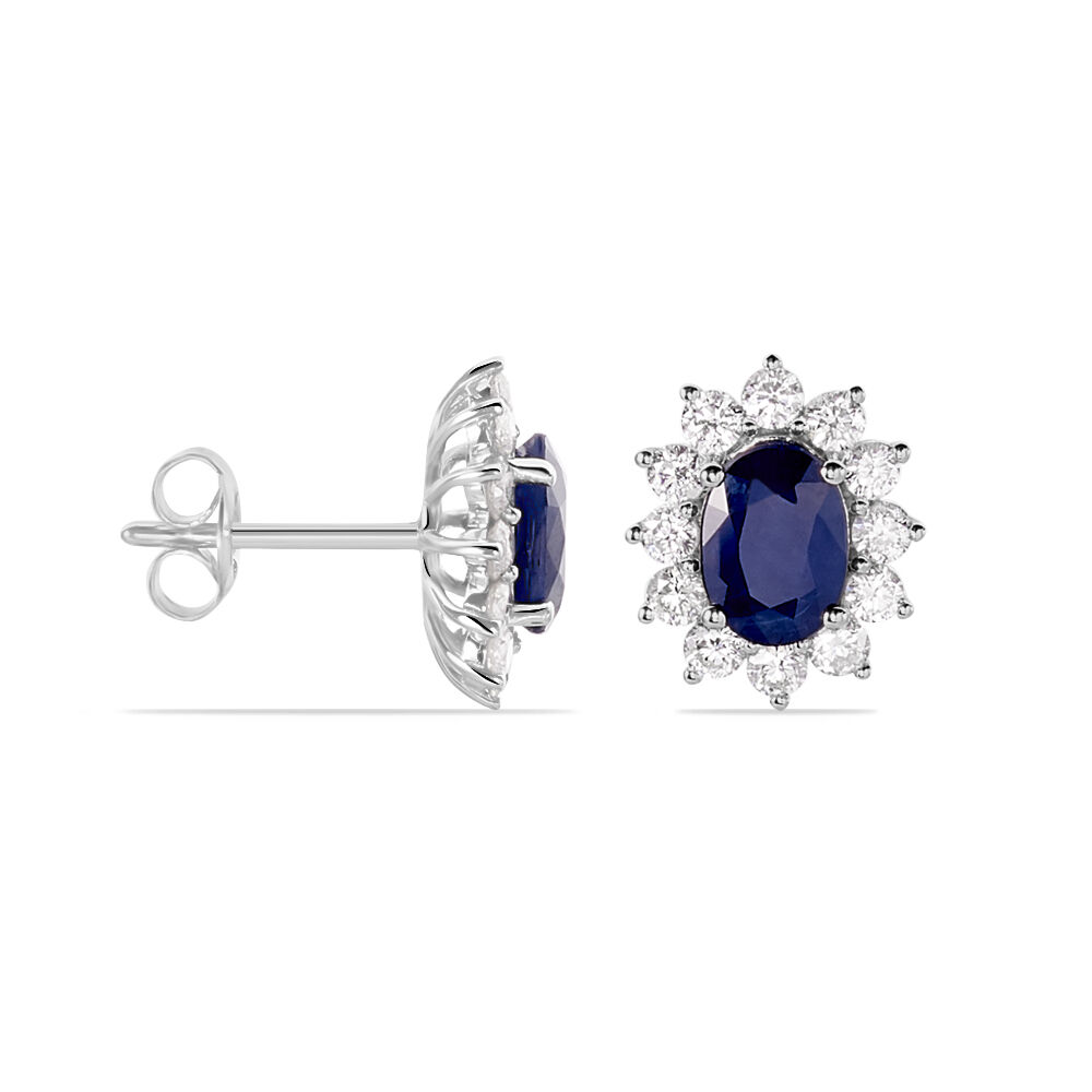 Boucles D'oreilles Or Blanc Saphir Diamants -  Femme | Marc Orian