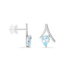 Boucles D'oreilles Puces Electa Or Blanc Topaze Et Oxyde De Zirconium - Puces Femme | Marc Orian