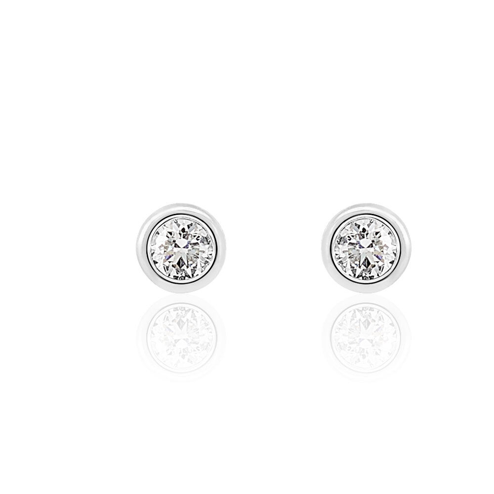 Boucles D'oreilles Puces Ofelia Or Blanc Diamant - Boucles d'oreilles mariage Femme | Marc Orian