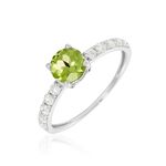 Bague Or Blanc Monroe P&eacute;ridot Oxydes De Zirconium - Bagues avec pierre Femme | Marc Orian