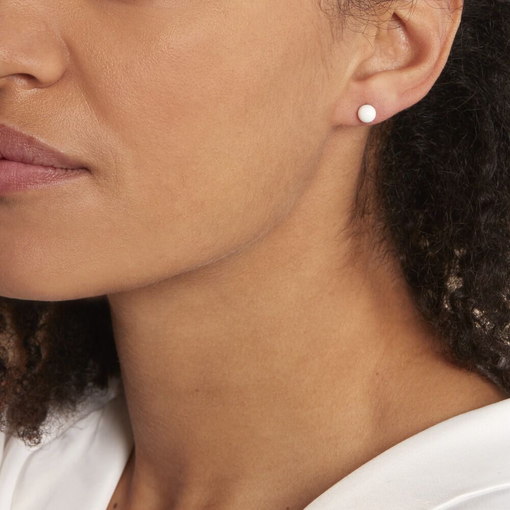 Boucles D'oreilles Puces Solene Argent Blanc Céramique - Puces Femme | Marc Orian